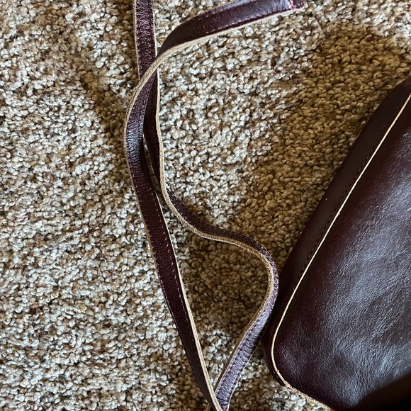 J. Jill Small Red Brown Genuine Leather Crossbody Purse with Zipper Closure - Picture 9 of 11